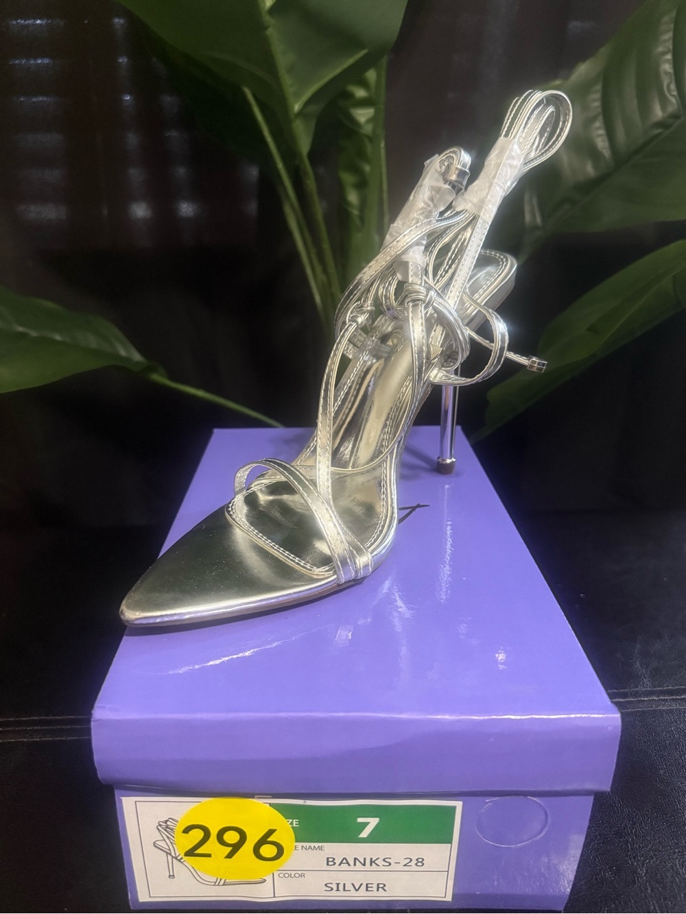 Silver Strappy Pointed High Heel Sandals